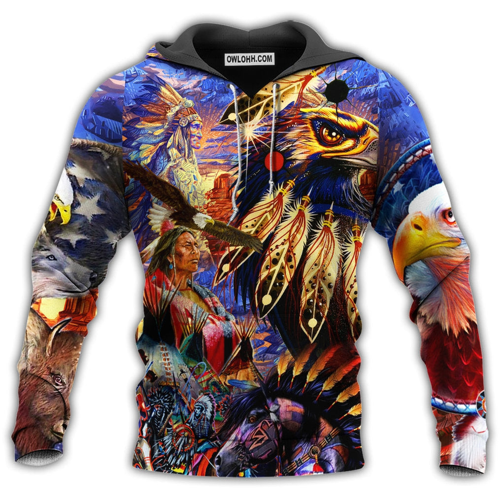 Native Eagle All My Heart Bright Colors - Hoodie - Owl Ohh - Owl Ohh