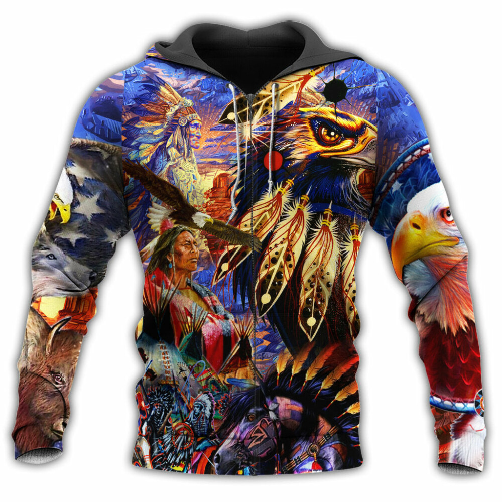 Native Eagle All My Heart Bright Colors - Hoodie - Owl Ohh - Owl Ohh
