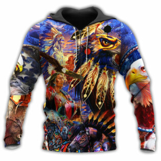 Native Eagle All My Heart Bright Colors - Hoodie - Owl Ohh - Owl Ohh
