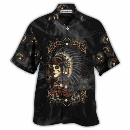 Native Girl Skull Style Dark - Hawaiian Shirt - Owl Ohh - Owl Ohh