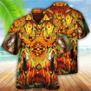 Native Horse Love Peace Life Sunset Pattern - Hawaiian Shirt - Owl Ohh - Owl Ohh