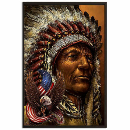 Native Peace Love Life Special With Eagle - Vertical Poster - Owl Ohh - Owl Ohh