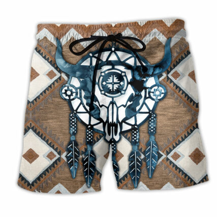 Native Skull Dreamcatcher Love Peace - Beach Short - Owl Ohh - Owl Ohh