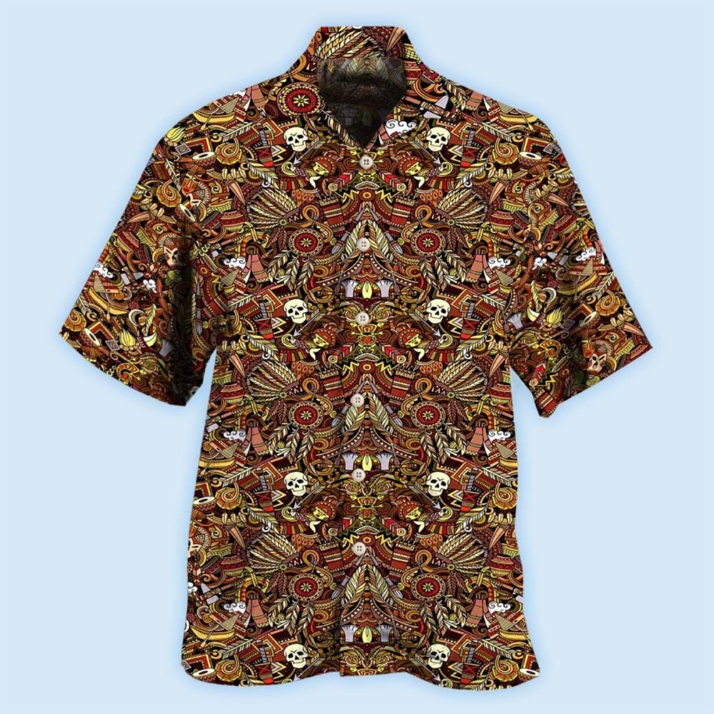 Native Skull Pattern Cool - Hawaiian Shirt - Owl Ohh - Owl Ohh