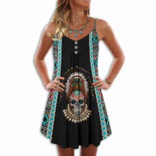 Native Skull Summer Vibes Pattern - Summer Dress - Owl Ohh - Owl Ohh