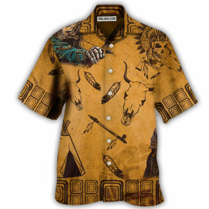 Native Skull War Vintage - Hawaiian Shirt - Owl Ohh - Owl Ohh