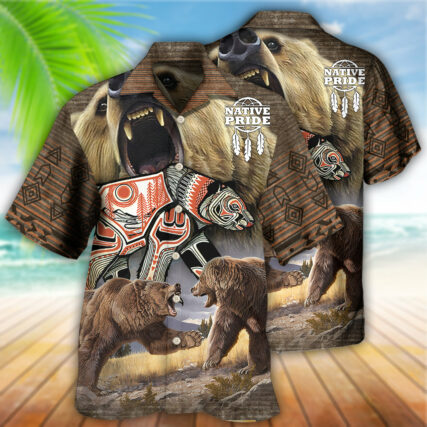 Native Style Love Peace Bear - Hawaiian Shirt - Owl Ohh - Owl Ohh