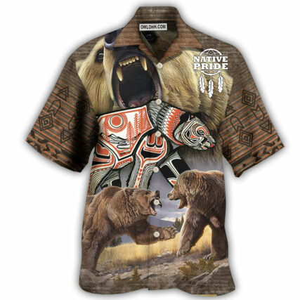Native Style Love Peace Bear - Hawaiian Shirt - Owl Ohh - Owl Ohh
