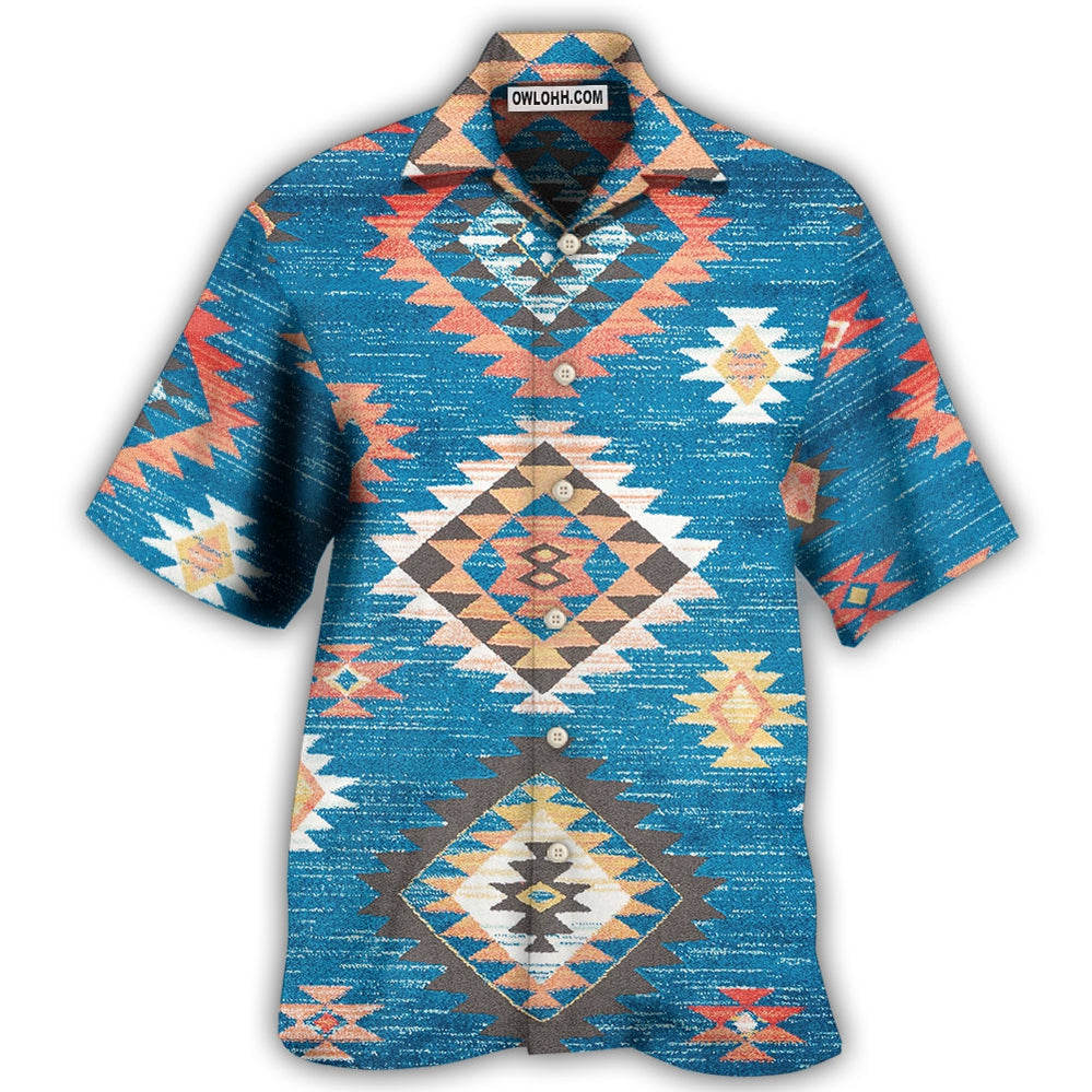 Native Style Love Peace Blue Pattern - Hawaiian Shirt - Owl Ohh - Owl Ohh