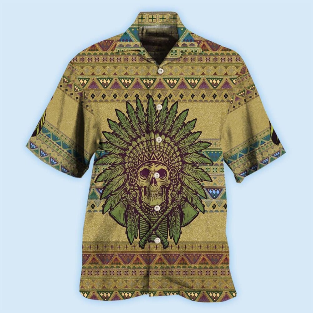 Native Skull Style Love Peace Pattern - Hawaiian Shirt - Owl Ohh - Owl Ohh
