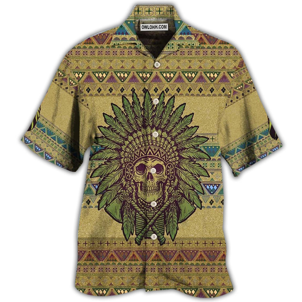 Native Skull Style Love Peace Pattern - Hawaiian Shirt - Owl Ohh - Owl Ohh
