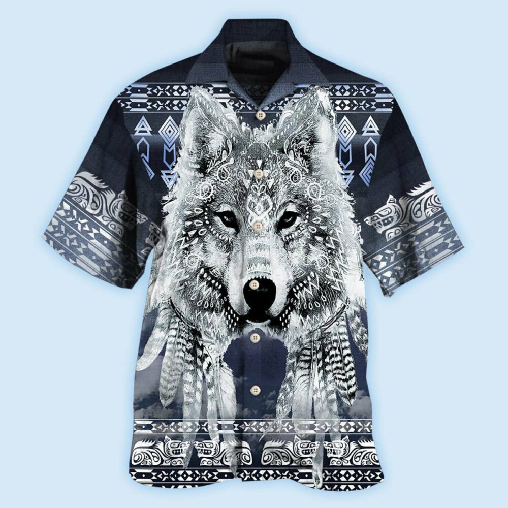 Native Style Love Peace Wolf Pattern - Hawaiian Shirt - Owl Ohh - Owl Ohh