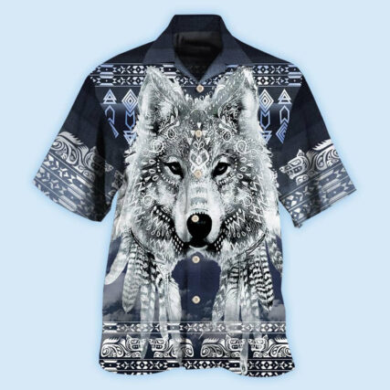 Native Style Love Peace Wolf Pattern - Hawaiian Shirt - Owl Ohh - Owl Ohh