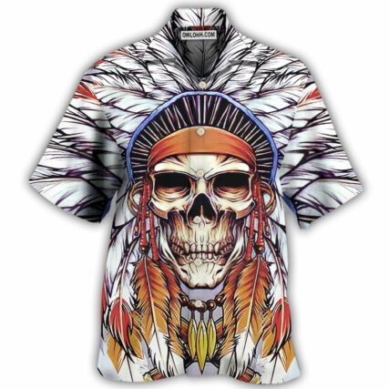 Native Style Love Peace Skull - Hawaiian Shirt - Owl Ohh - Owl Ohh