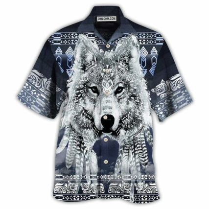 Native Style Love Peace Wolf Pattern - Hawaiian Shirt - Owl Ohh - Owl Ohh