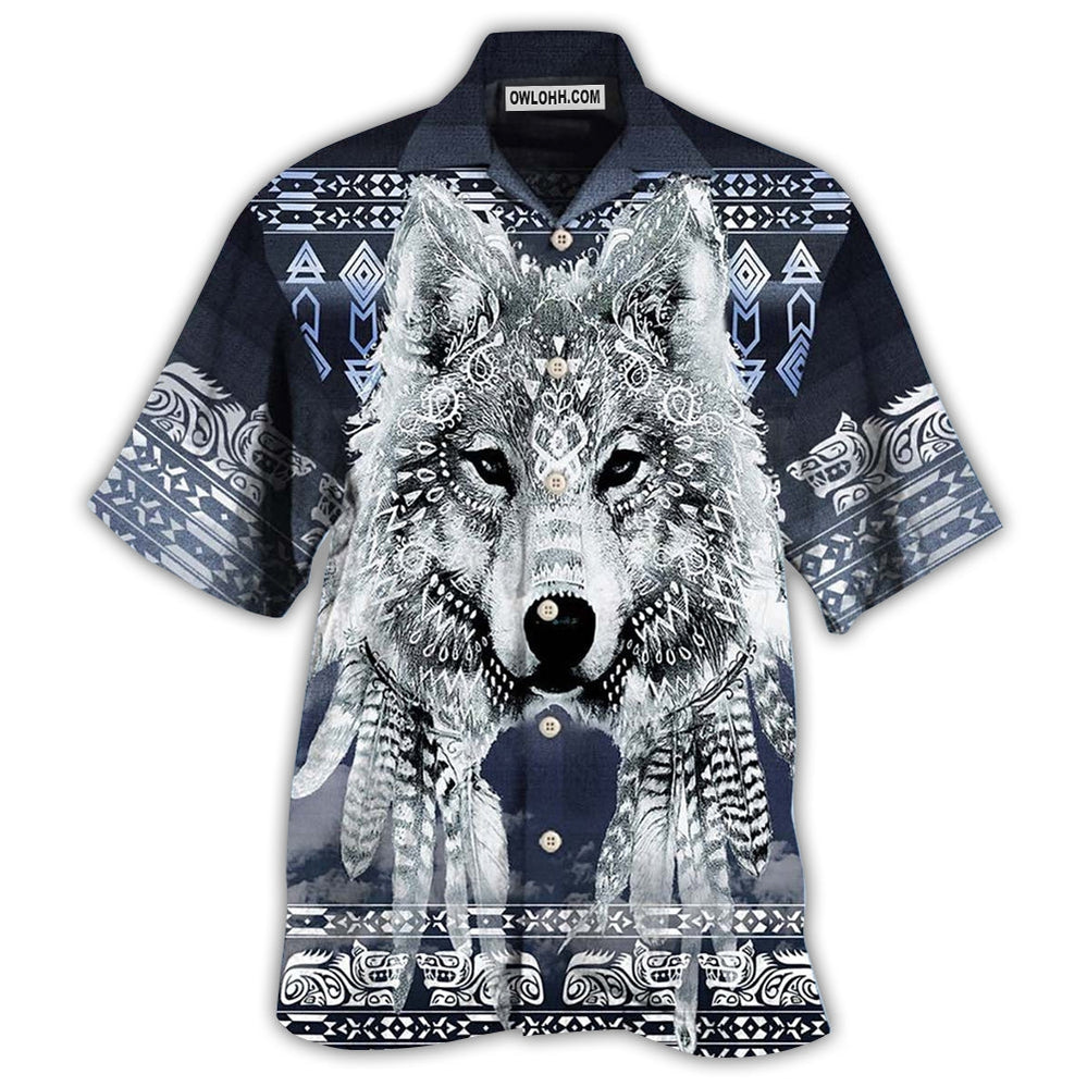 Native Style Love Peace Wolf Pattern - Hawaiian Shirt - Owl Ohh - Owl Ohh
