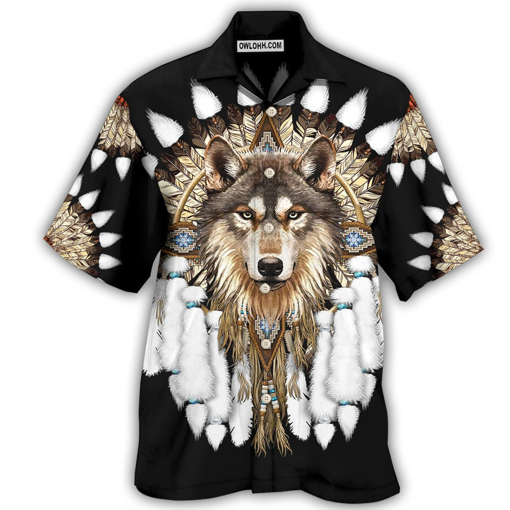 Native Wolf - Hawaiian Shirt - Owl Ohh - Owl Ohh