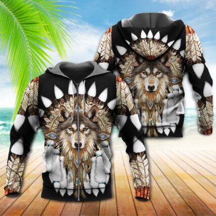 Native Wolf And Feather So Amazing - Hoodie - Owl Ohh - Owl Ohh