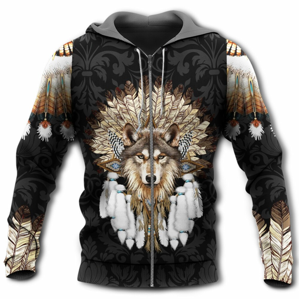Native Wolf Listen To The Wind - Hoodie - Owl Ohh - Owl Ohh