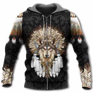 Native Wolf Listen To The Wind - Hoodie - Owl Ohh - Owl Ohh