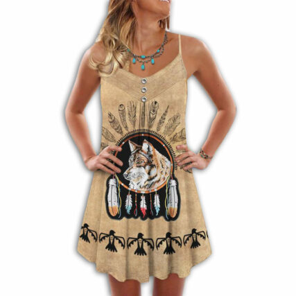 Native Wolf Peaceful Vibes Love Dreamcatcher - Summer Dress - Owl Ohh - Owl Ohh