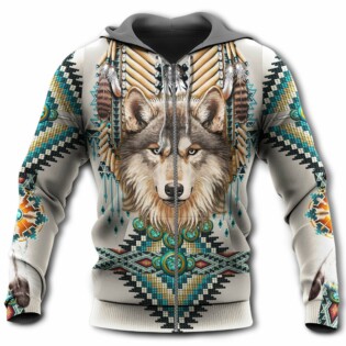 Native Wolf With Sign Amazing Color - Hoodie - Owl Ohh - Owl Ohh