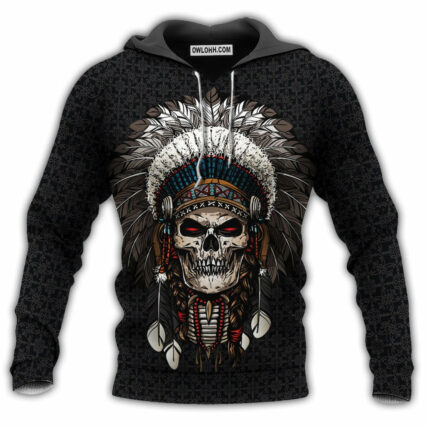 Native Skull Black Simple But Unique - Hoodie - Owl Ohh - Owl Ohh
