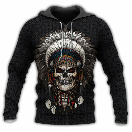 Native Skull Black Simple But Unique - Hoodie - Owl Ohh - Owl Ohh