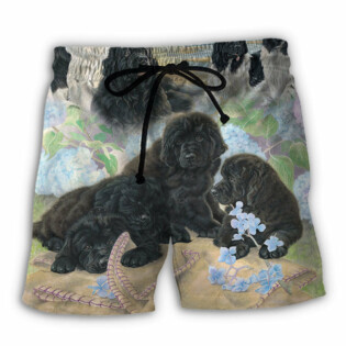 Newfoundland Black Dog Floral Lover - Beach Short - Owl Ohh - Owl Ohh