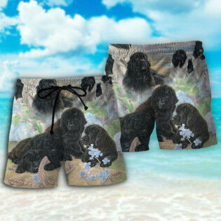 Newfoundland Black Dog Floral Lover - Beach Short - Owl Ohh - Owl Ohh
