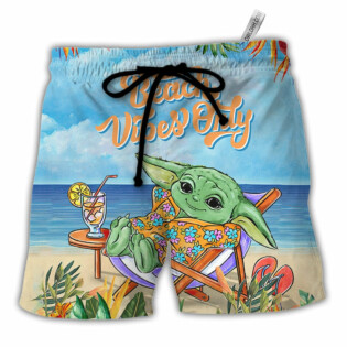 SW Cartoon Baby Yoda Beach Vibes Only - Beach Short - Owl Ohh-Owl Ohh