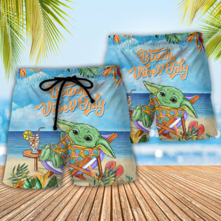 SW Cartoon Baby Yoda Beach Vibes Only - Beach Short - Owl Ohh-Owl Ohh