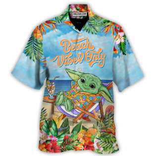 SW Cartoon Baby Yoda Beach Vibes Only - Hawaiian Shirt - Owl Ohh-Owl Ohh