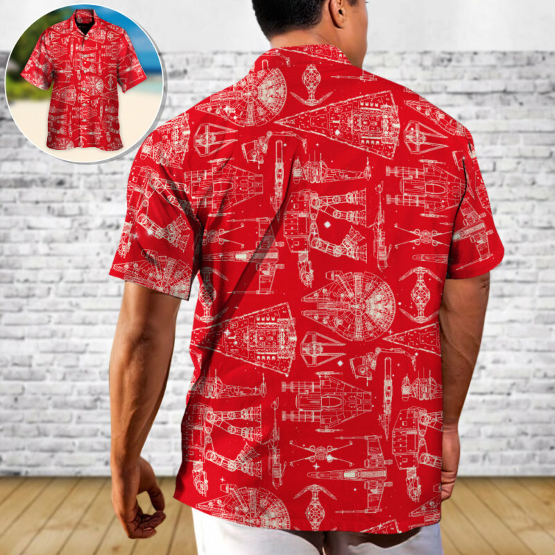 SPACE SHIPS STAR WARS RED - Hawaiian Shirt For Men, Women, Kids - Owl Ohh-Owl Ohh