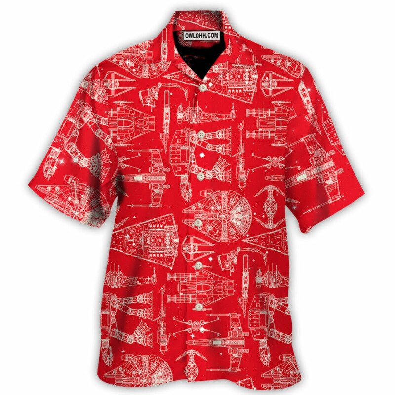 SPACE SHIPS STAR WARS RED - Hawaiian Shirt For Men, Women, Kids - Owl Ohh-Owl Ohh