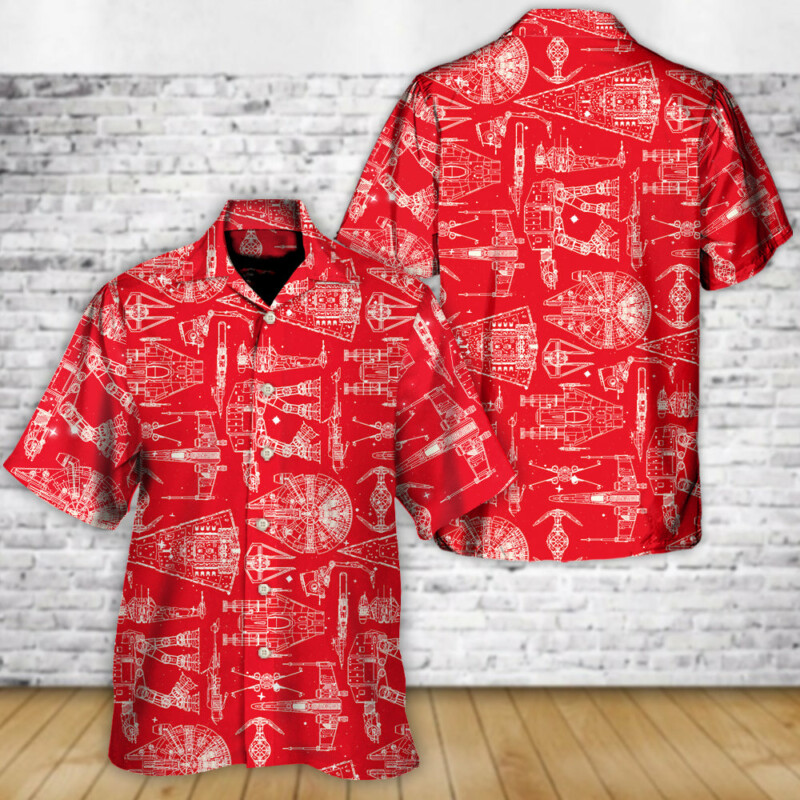 SPACE SHIPS STAR WARS RED - Hawaiian Shirt For Men, Women, Kids - Owl Ohh-Owl Ohh