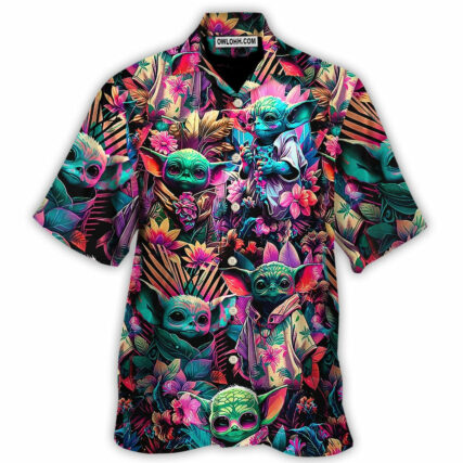 Star Wars Baby Yoda Synthwave Cool - Hawaiian Shirt - Owl Ohh-Owl Ohh