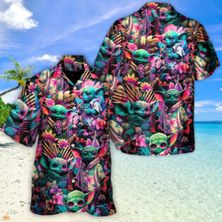 Star Wars Baby Yoda Synthwave Cool - Hawaiian Shirt - Owl Ohh-Owl Ohh