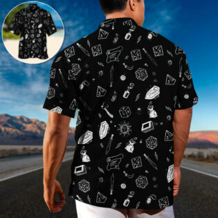 DnD Button Up Black & White Pattern - Hawaiian Shirt - Owl Ohh-Owl Ohh