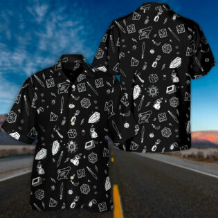 DnD Button Up Black & White Pattern - Hawaiian Shirt - Owl Ohh-Owl Ohh