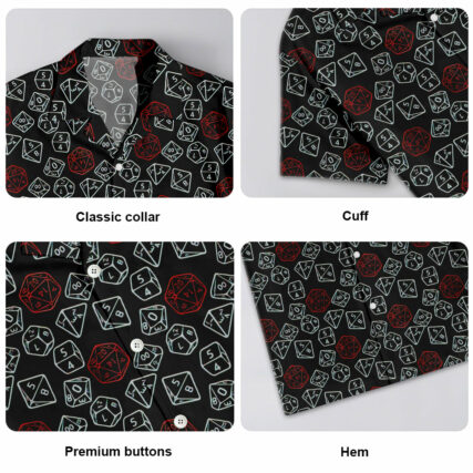 DnD Dice Red And White - Hawaiian Shirt - Owl Ohh-Owl Ohh