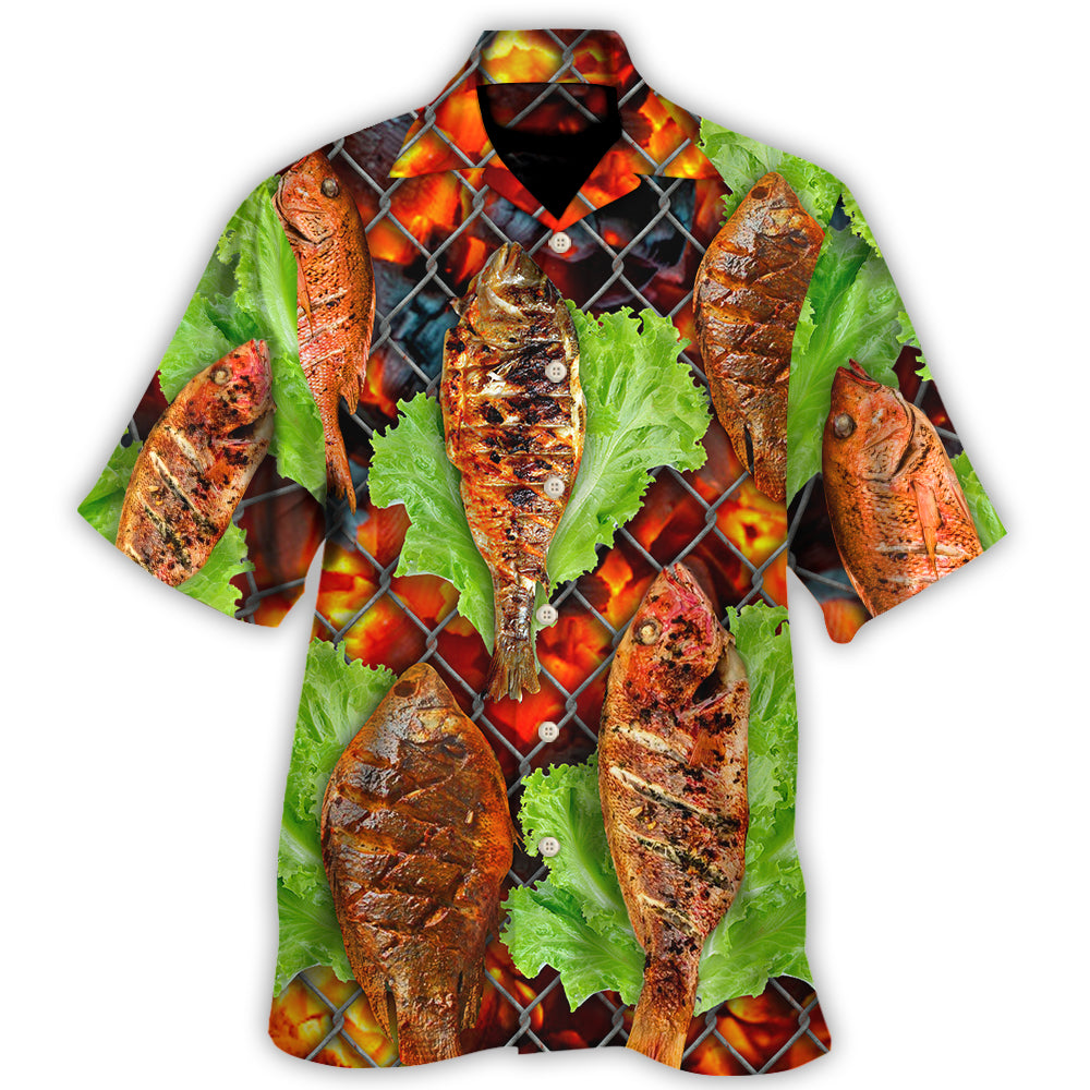 Food Delicious Grilled Fish BBQ Style - Hawaiian Shirt - Owl Ohh-Owl Ohh