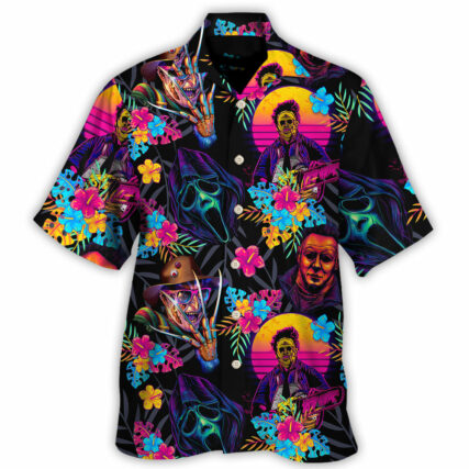 Horror Movie Characters Blood Scary Retro - Hawaiian Shirt - Owl Ohh-Owl Ohh