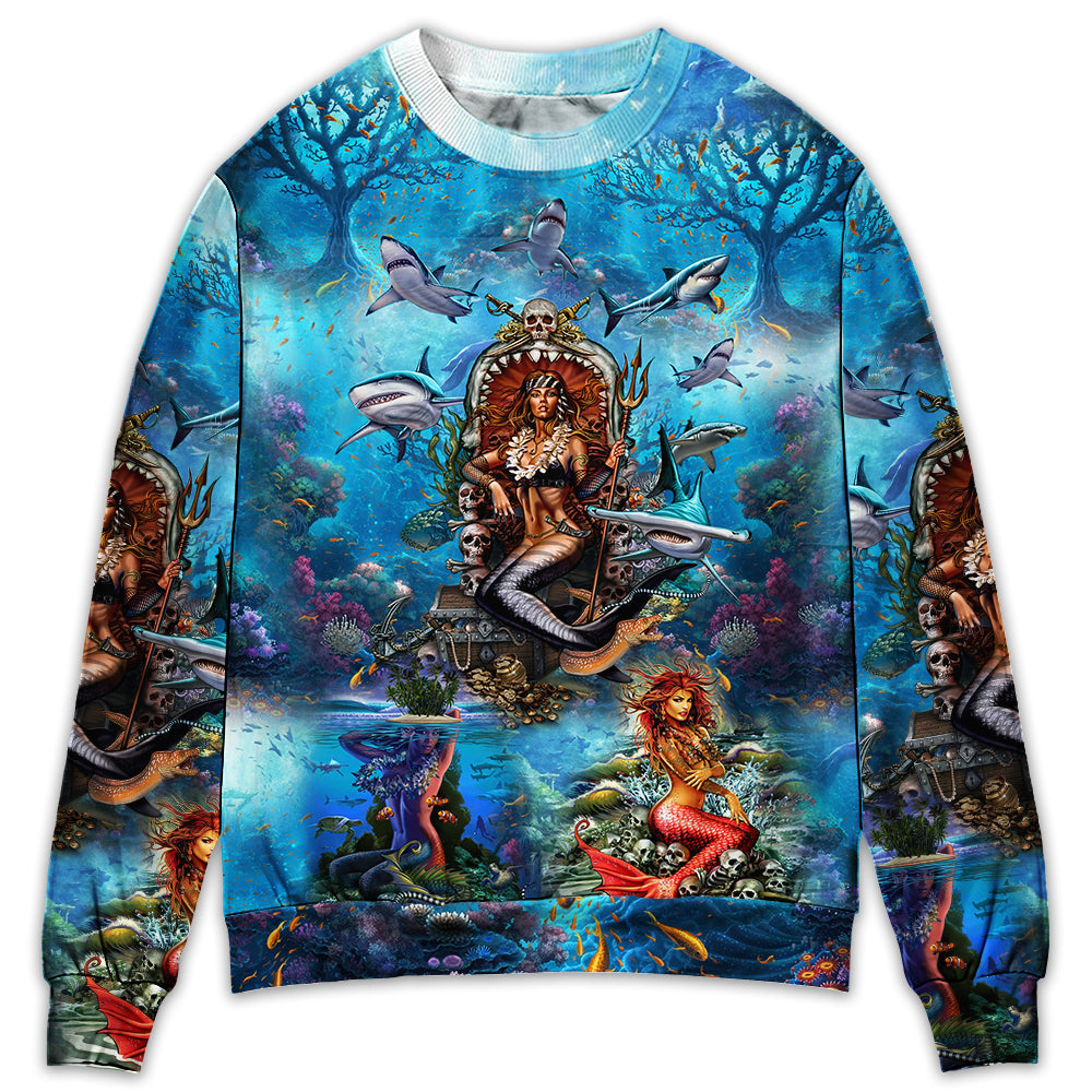 Mermaid Beautiful And Skull - Sweater - Ugly Christmas Sweaters - Owl Ohh-Owl Ohh