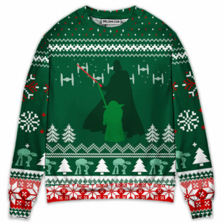 Christmas Star Wars Green Darth Vader And Yoda - Sweater - Ugly Christmas Sweaters - Owl Ohh-Owl Ohh