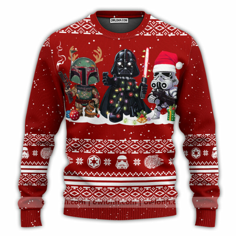 Christmas Star Wars Stormtrooper Darth Vader Mandalorian Christmas - Sweater - Ugly Christmas Sweater - Owl Ohh-Owl Ohh