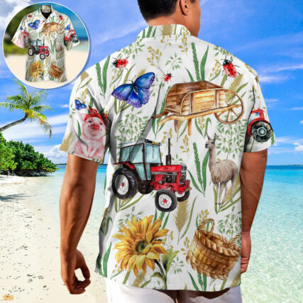 Farm Agriculture Sunflower Butterfly - Hawaiian Shirt - Owl Ohh-Owl Ohh