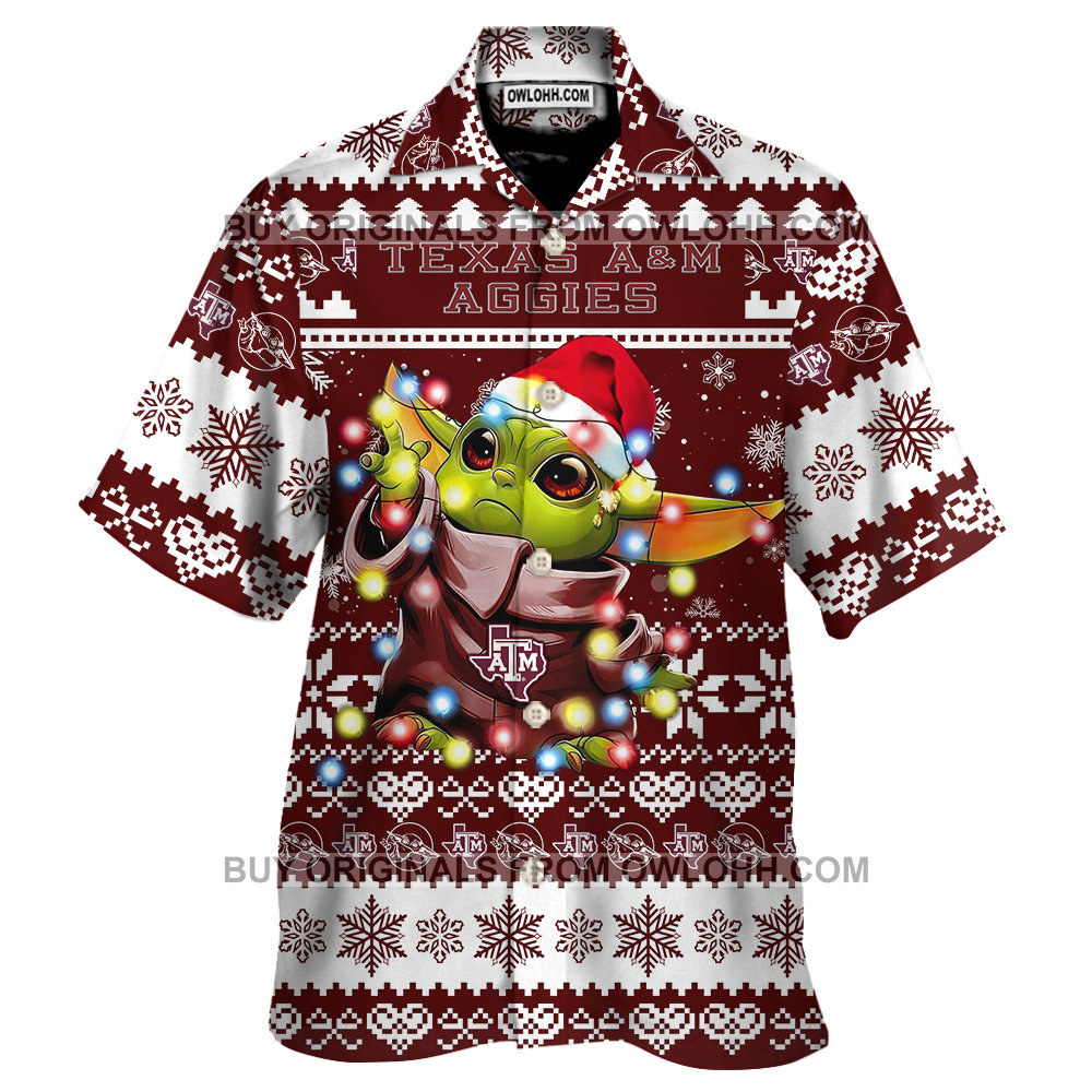 Texas AM Aggies Baby Yoda Star Wars Sports Football American Ugly Christmas Sweater, Jumper New Trends For Fans Club Gifts Unisex Hawaiian Shirt-3D Hawaiian Shirt – OwlOhh