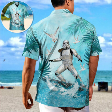 Star Wars Stormtrooper Surfing - Hawaiian Shirt For Men, Women, Kids - Owl Ohh-Owl Ohh