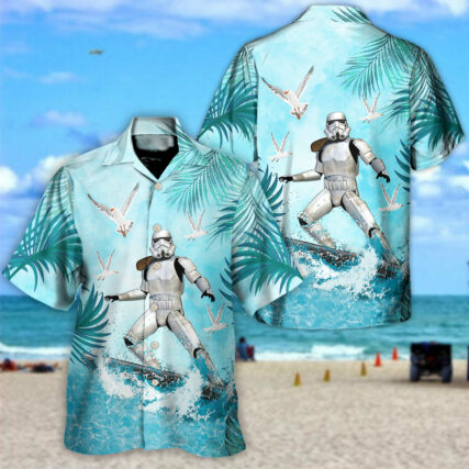 Star Wars Stormtrooper Surfing - Hawaiian Shirt For Men, Women, Kids - Owl Ohh-Owl Ohh